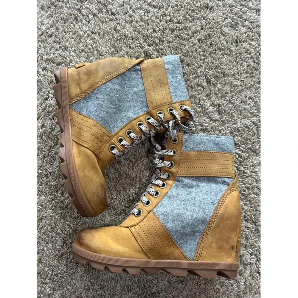 Sorel Lexie Wedge Heel Boots Lace Up Winter Fall Cabin Apres Ski Chic Preppy 7